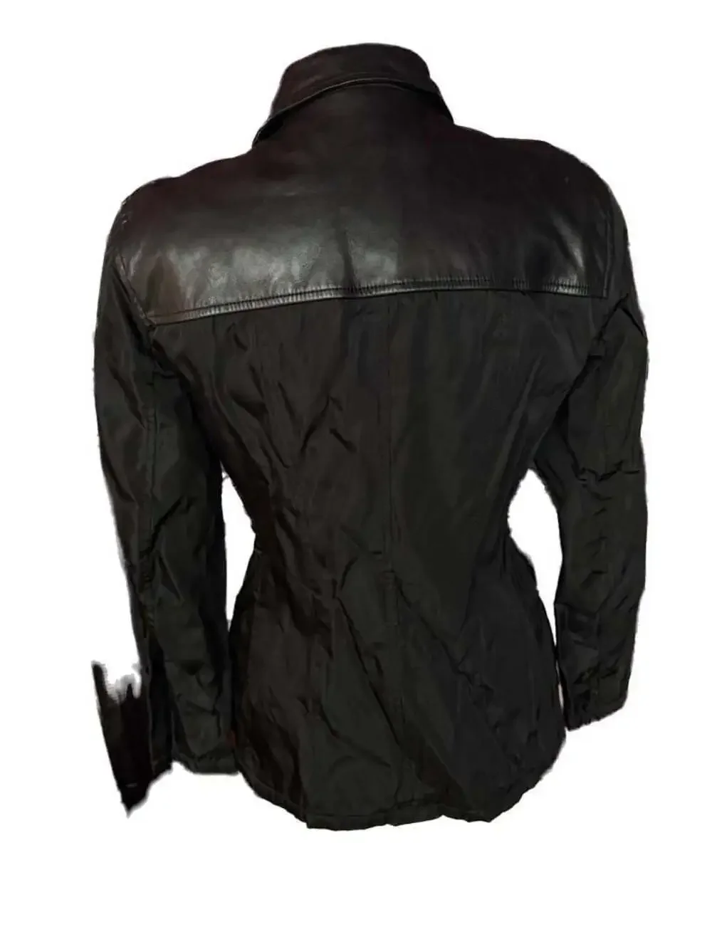 Prada Milano Black Nylon and Leather Jacket Size XL - Picture 3 of 9